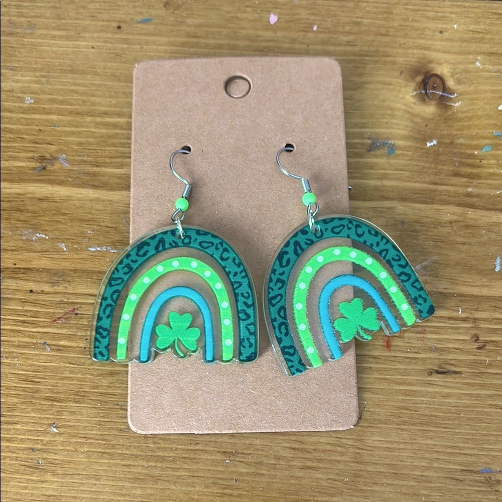 🍭 Green Rainbow Kids Earrings